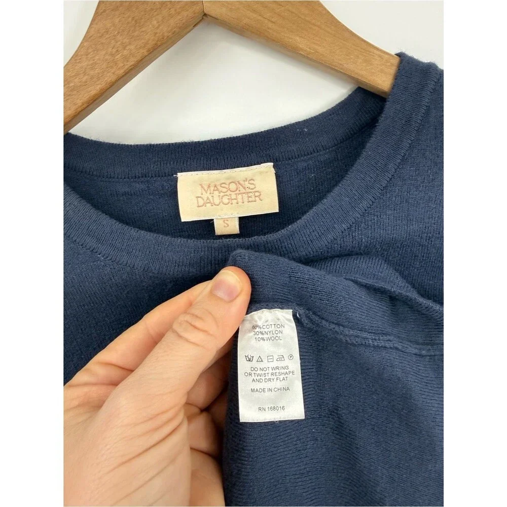 Mason's Daughter Stella Knit Short Sleeve Cropped Top | Navy | Small